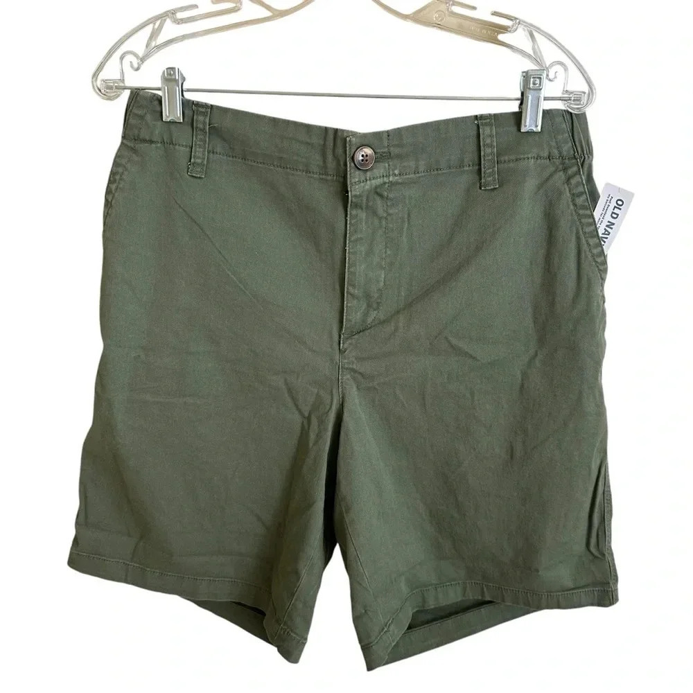 NWT Old Navy Womens Large Green Elastic Waist 7” Shorts Alpine‎ Tundra Stretch L - Picture 3 of 7